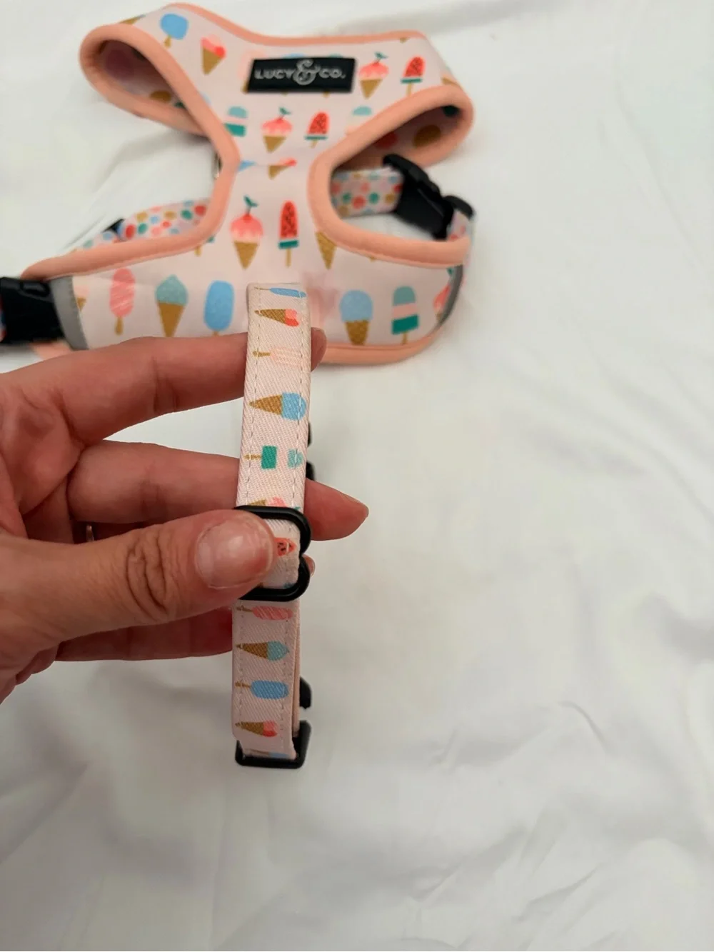 Pink Ice Cream and polkadot reversible Print Dog Harness